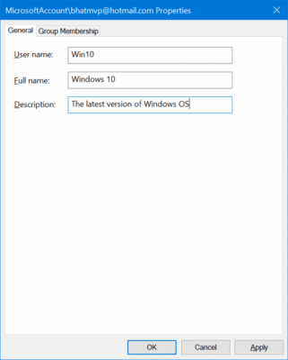 تغییر نام اکانت در ویندوز 10