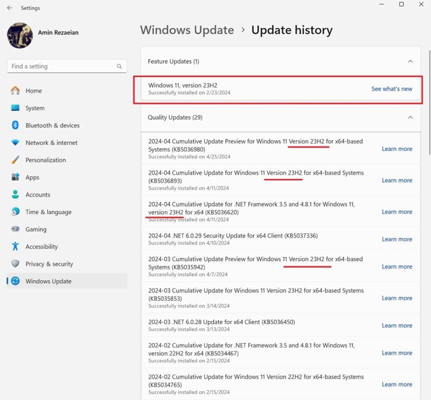 آموزش آپدیت ویندوز 11 به 23H2 و 24H2